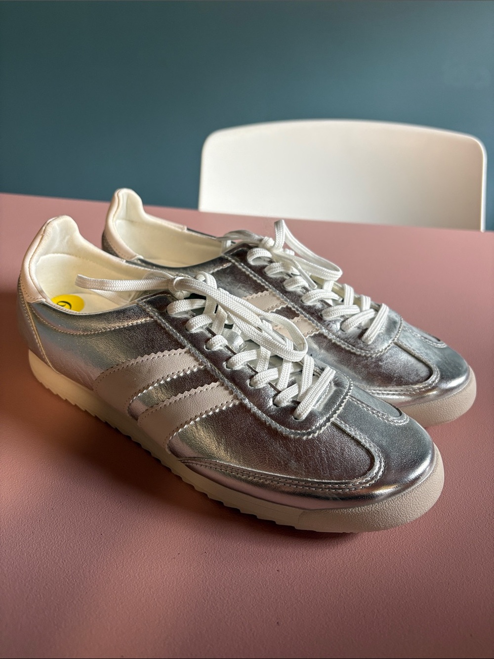 Madden Girl Silver Metallic Retro Runner Sneakers